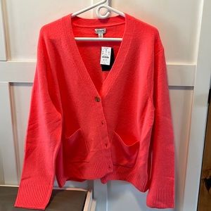 NWT J. Crew neon coral cardigan